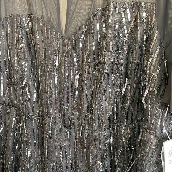 Torrid size 26 ILLUSION SLEEVE SKATER DRESS SEQUIN FRINGE BLACK - Picture 9 of 11